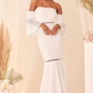 Lulus wedding dress- our favorite song white embroidered dress.